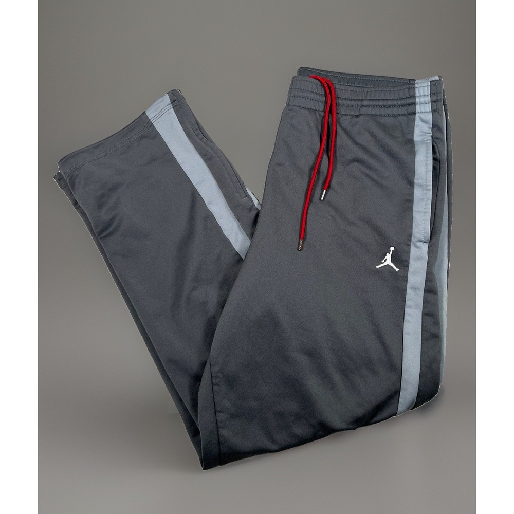 Jordan Mens L Dri-FIT Track Pants Cinch Hem Ankle Zip Gray Athletic Sweatpants